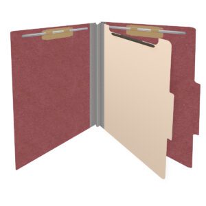 25 Pt. Pressboard Classification Folders, 2/5 Cut ROC Top Tab, Letter Size, 1 Divider, Dark Red (Box of 10) - Image 4