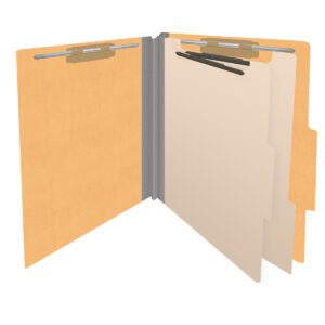 18 pt Heavy Duty End Tab Color Folders, 2/5 Cut ROC Top Tab, Letter Size, 2 Dividers, Gold (Box of 10) - Image 4