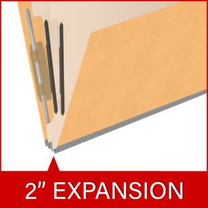 18 pt Heavy Duty End Tab Color Folders, 2/5 Cut ROC Top Tab, Letter Size, 2 Dividers, Gold (Box of 10) - Image 7