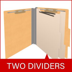 18 pt Heavy Duty End Tab Color Folders, 2/5 Cut ROC Top Tab, Letter Size, 2 Dividers, Gold (Box of 10) - Image 8
