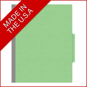 18 pt Heavy Duty End Tab Color Folders, 2/5 Cut ROC Top Tab, Letter Size, 2 Dividers, Green (Box of 10) - Image 5