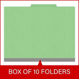 18 pt Heavy Duty End Tab Color Folders, 2/5 Cut ROC Top Tab, Letter Size, 2 Dividers, Green (Box of 10) - Image 6