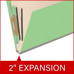 18 pt Heavy Duty End Tab Color Folders, 2/5 Cut ROC Top Tab, Letter Size, 2 Dividers, Green (Box of 10) - Image 7