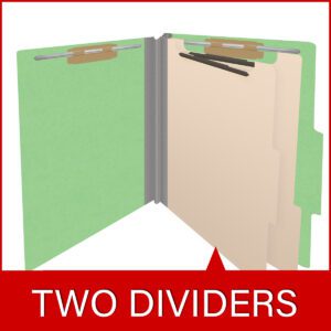 18 pt Heavy Duty End Tab Color Folders, 2/5 Cut ROC Top Tab, Letter Size, 2 Dividers, Green (Box of 10) - Image 8