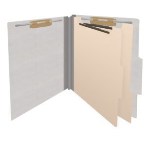18 pt Heavy Duty End Tab Color Folders, 2/5 Cut ROC Top Tab, Letter Size, 2 Dividers, Grey (Box of 10) - Image 4