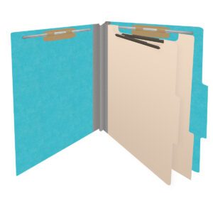 18 pt Heavy Duty End Tab Color Folders, 2/5 Cut ROC Top Tab, Letter Size, 2 Dividers, Light Blue (Box of 10) - Image 4