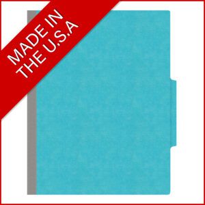 18 pt Heavy Duty End Tab Color Folders, 2/5 Cut ROC Top Tab, Letter Size, 2 Dividers, Light Blue (Box of 10) - Image 5