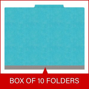 18 pt Heavy Duty End Tab Color Folders, 2/5 Cut ROC Top Tab, Letter Size, 2 Dividers, Light Blue (Box of 10) - Image 6