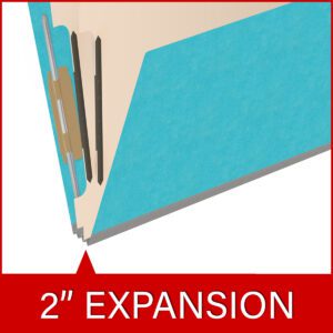 18 pt Heavy Duty End Tab Color Folders, 2/5 Cut ROC Top Tab, Letter Size, 2 Dividers, Light Blue (Box of 10) - Image 7