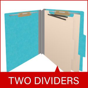 18 pt Heavy Duty End Tab Color Folders, 2/5 Cut ROC Top Tab, Letter Size, 2 Dividers, Light Blue (Box of 10) - Image 8