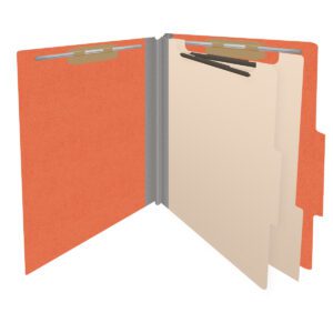 18 pt Heavy Duty End Tab Color Folders, 2/5 Cut ROC Top Tab, Letter Size, 2 Dividers, Orange (Box of 10) - Image 4