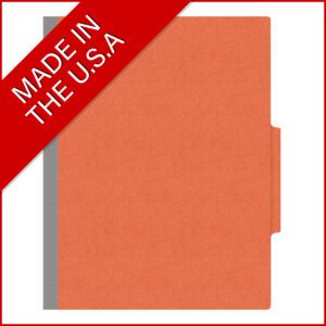 18 pt Heavy Duty End Tab Color Folders, 2/5 Cut ROC Top Tab, Letter Size, 2 Dividers, Orange (Box of 10) - Image 5