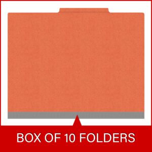 18 pt Heavy Duty End Tab Color Folders, 2/5 Cut ROC Top Tab, Letter Size, 2 Dividers, Orange (Box of 10) - Image 6