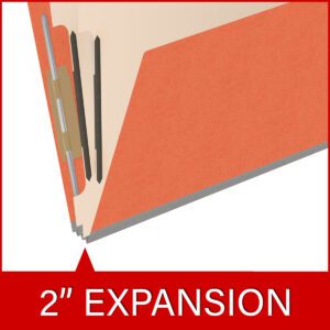 18 pt Heavy Duty End Tab Color Folders, 2/5 Cut ROC Top Tab, Letter Size, 2 Dividers, Orange (Box of 10) - Image 7