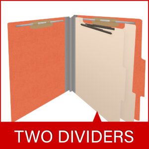 18 pt Heavy Duty End Tab Color Folders, 2/5 Cut ROC Top Tab, Letter Size, 2 Dividers, Orange (Box of 10) - Image 8