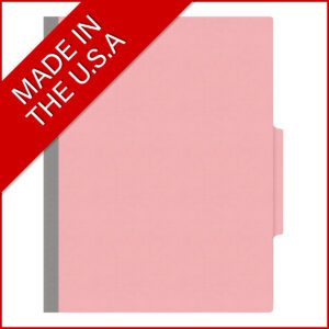 18 pt Heavy Duty End Tab Color Folders, 2/5 Cut ROC Top Tab, Letter Size, 2 Dividers, Pink (Box of 10) - Image 5
