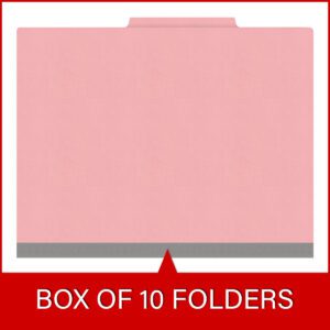 18 pt Heavy Duty End Tab Color Folders, 2/5 Cut ROC Top Tab, Letter Size, 2 Dividers, Pink (Box of 10) - Image 6