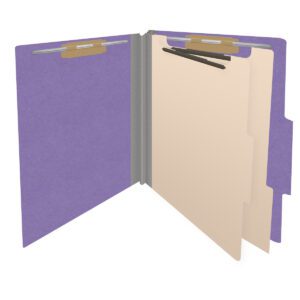 18 pt Heavy Duty End Tab Color Folders, 2/5 Cut ROC Top Tab, Letter Size, 2 Dividers, Purple (Box of 10) - Image 4