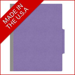 18 pt Heavy Duty End Tab Color Folders, 2/5 Cut ROC Top Tab, Letter Size, 2 Dividers, Purple (Box of 10) - Image 5