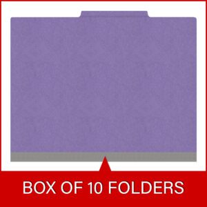18 pt Heavy Duty End Tab Color Folders, 2/5 Cut ROC Top Tab, Letter Size, 2 Dividers, Purple (Box of 10) - Image 6
