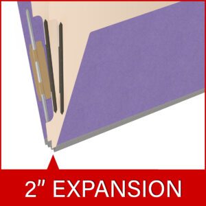 18 pt Heavy Duty End Tab Color Folders, 2/5 Cut ROC Top Tab, Letter Size, 2 Dividers, Purple (Box of 10) - Image 7