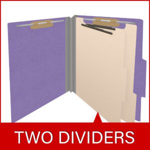18 pt Heavy Duty End Tab Color Folders, 2/5 Cut ROC Top Tab, Letter Size, 2 Dividers, Purple (Box of 10) - Image 8