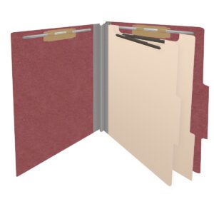 25 Pt. Pressboard Classification Folders, 2/5 Cut ROC Top Tab, Letter Size, 2 Dividers, Dark Red (Box of 10) - Image 4