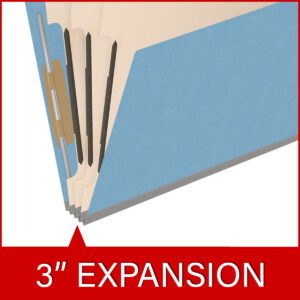 18 pt Heavy Duty End Tab Color Folders, 2/5 Cut ROC Top Tab, Letter Size, 3 Dividers, Blue (Box of 10) - Image 7
