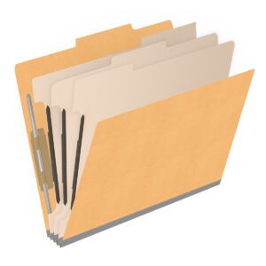 18 pt Heavy Duty End Tab Color Folders, 2/5 Cut ROC Top Tab, Letter Size, 3 Dividers, Gold (Box of 10) - Image 2