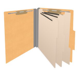 18 pt Heavy Duty End Tab Color Folders, 2/5 Cut ROC Top Tab, Letter Size, 3 Dividers, Gold (Box of 10) - Image 4
