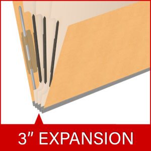 18 pt Heavy Duty End Tab Color Folders, 2/5 Cut ROC Top Tab, Letter Size, 3 Dividers, Gold (Box of 10) - Image 7
