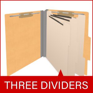 18 pt Heavy Duty End Tab Color Folders, 2/5 Cut ROC Top Tab, Letter Size, 3 Dividers, Gold (Box of 10) - Image 8