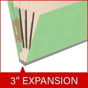 18 pt Heavy Duty End Tab Color Folders, 2/5 Cut ROC Top Tab, Letter Size, 3 Dividers, Green (Box of 10) - Image 7