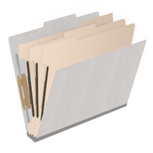 18 pt Heavy Duty End Tab Color Folders, 2/5 Cut ROC Top Tab, Letter Size, 3 Dividers, Grey (Box of 10) - Image 2