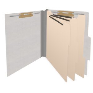 18 pt Heavy Duty End Tab Color Folders, 2/5 Cut ROC Top Tab, Letter Size, 3 Dividers, Grey (Box of 10) - Image 4