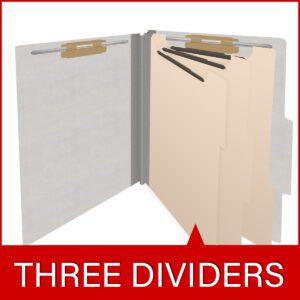 18 pt Heavy Duty End Tab Color Folders, 2/5 Cut ROC Top Tab, Letter Size, 3 Dividers, Grey (Box of 10) - Image 8