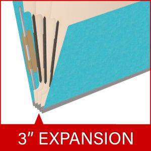 18 pt Heavy Duty End Tab Color Folders, 2/5 Cut ROC Top Tab, Letter Size, 3 Dividers, Light Blue (Box of 10) - Image 7
