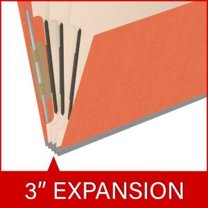 18 pt Heavy Duty End Tab Color Folders, 2/5 Cut ROC Top Tab, Letter Size, 3 Dividers, Orange (Box of 10) - Image 7