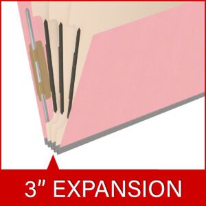 18 pt Heavy Duty End Tab Color Folders, 2/5 Cut ROC Top Tab, Letter Size, 3 Dividers, Pink (Box of 10) - Image 7