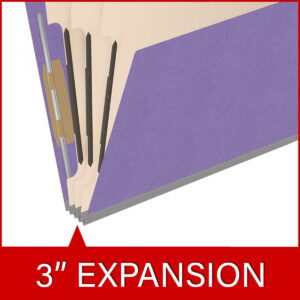 18 pt Heavy Duty End Tab Color Folders, 2/5 Cut ROC Top Tab, Letter Size, 3 Dividers, Purple (Box of 10) - Image 7