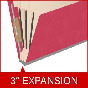 18 pt Heavy Duty End Tab Color Folders, 2/5 Cut ROC Top Tab, Letter Size, 3 Dividers, Red (Box of 10) - Image 7