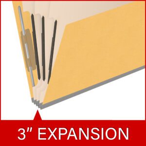 18 pt Heavy Duty End Tab Color Folders, 2/5 Cut ROC Top Tab, Letter Size, 3 Dividers, Yellow (Box of 10) - Image 7