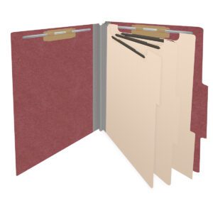 25 Pt. Pressboard Classification Folders, 2/5 Cut ROC Top Tab, Letter Size, 3 Dividers, Dark Red (Box of 10) - Image 4