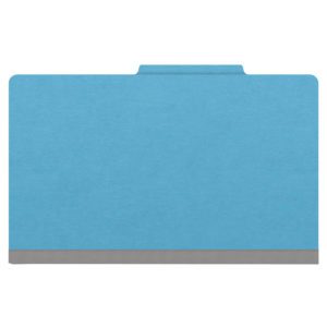18 pt Heavy Duty Top Tab Color Folders, 2/5 Cut ROC Top Tab, Legal Size, 1 Divider, Blue (Box of 10) - Image 3
