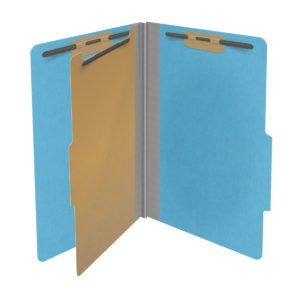 18 pt Heavy Duty Top Tab Color Folders, 2/5 Cut ROC Top Tab, Legal Size, 1 Divider, Blue (Box of 10) - Image 4