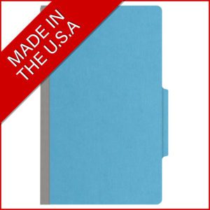 18 pt Heavy Duty Top Tab Color Folders, 2/5 Cut ROC Top Tab, Legal Size, 1 Divider, Blue (Box of 10) - Image 5