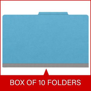 18 pt Heavy Duty Top Tab Color Folders, 2/5 Cut ROC Top Tab, Legal Size, 1 Divider, Blue (Box of 10) - Image 6