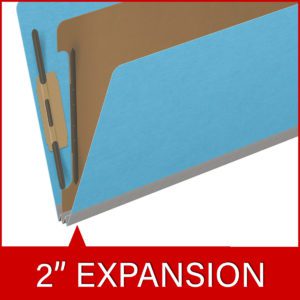 18 pt Heavy Duty Top Tab Color Folders, 2/5 Cut ROC Top Tab, Legal Size, 1 Divider, Blue (Box of 10) - Image 7
