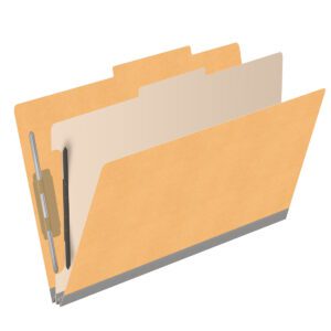 18 pt Heavy Duty Top Tab Color Folders, 2/5 Cut ROC Top Tab, Legal Size, 1 Divider, Gold (Box of 10) - Image 2