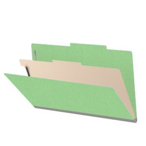 18 pt Heavy Duty Top Tab Color Folders, 2/5 Cut ROC Top Tab, Legal Size, 1 Divider, Green (Box of 10) - Image 1